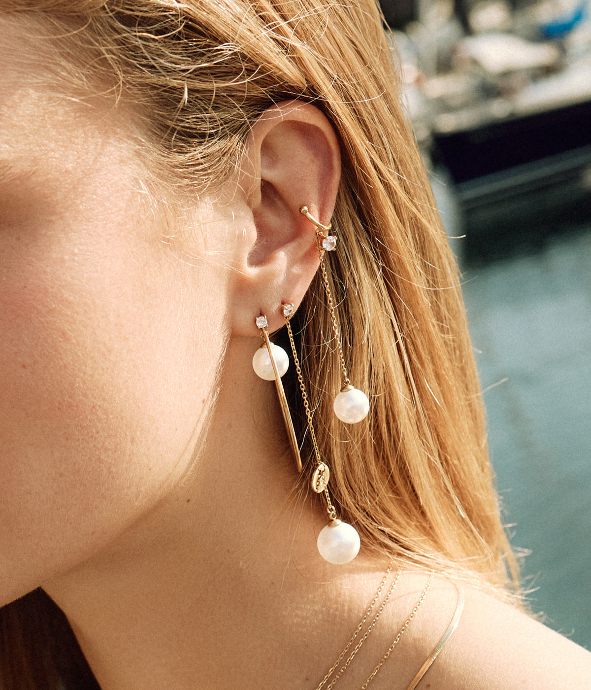 Boucles d'oreilles Zénith (Acier doré)