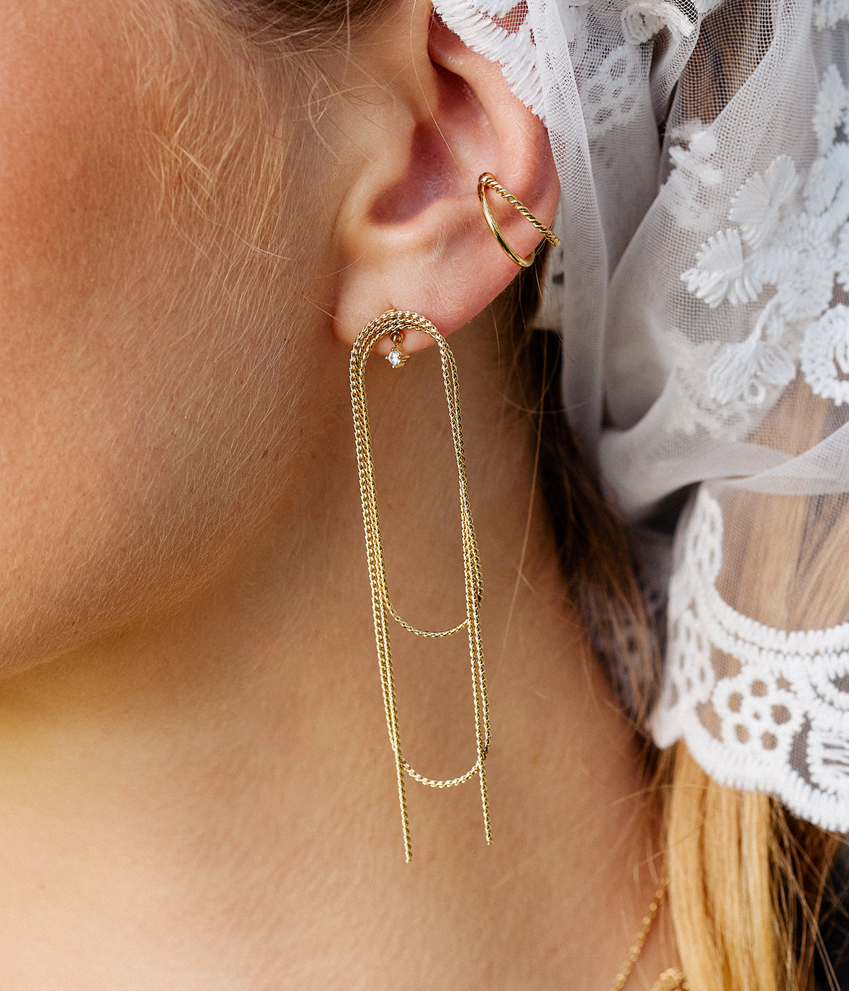 Boucles d'oreilles Mésange (Acier doré)