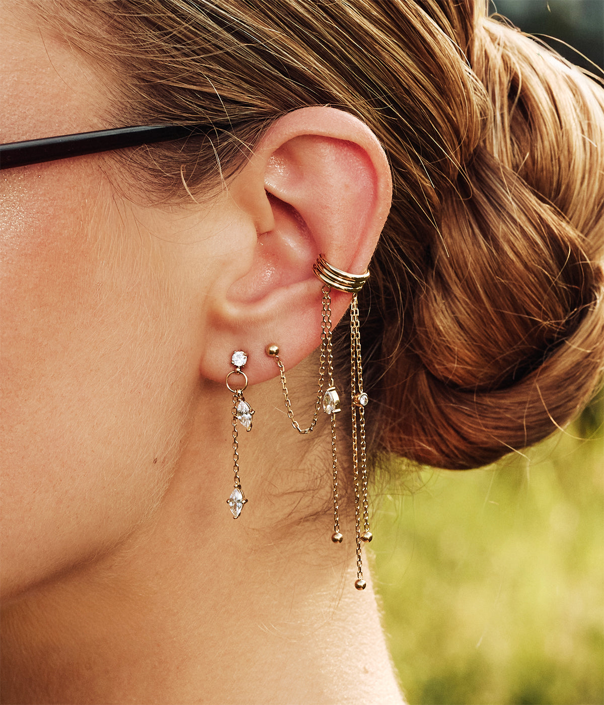 Boucles d'oreilles Élior (Acier doré)