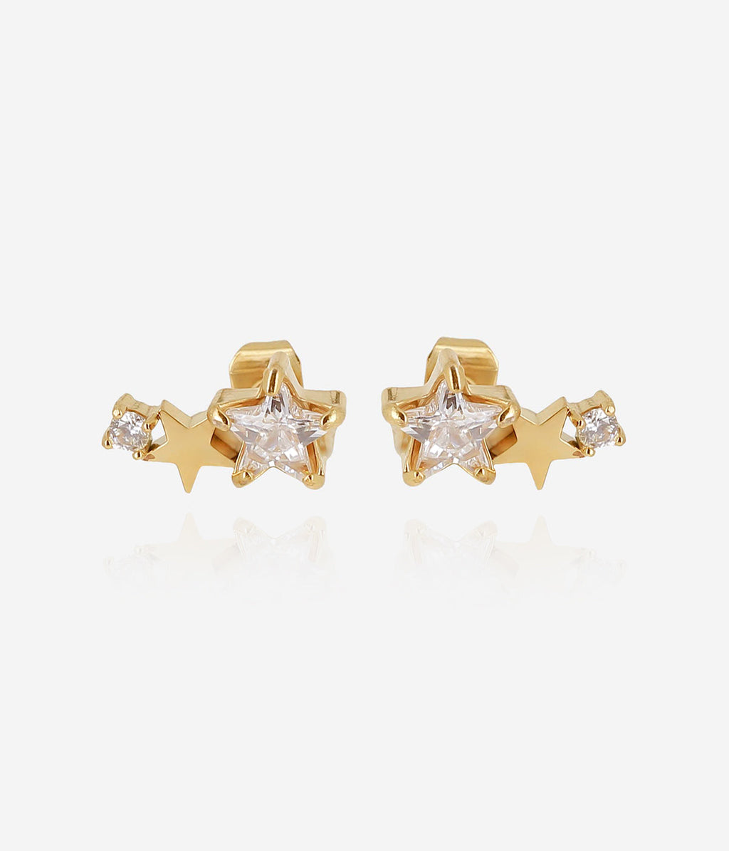 Boucles d'oreilles Violette (Acier doré)