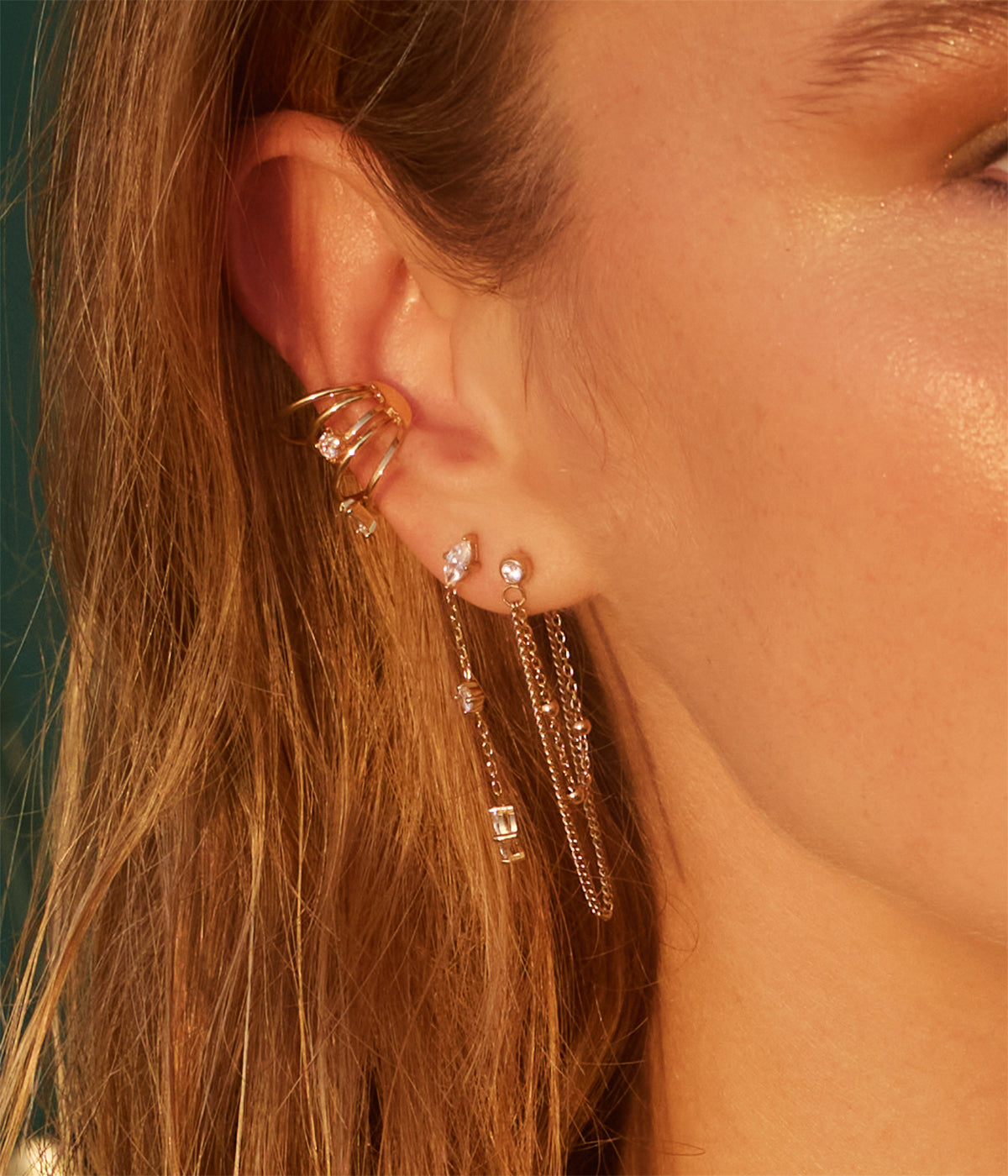 Boucles d'oreilles Bergen (Acier doré)