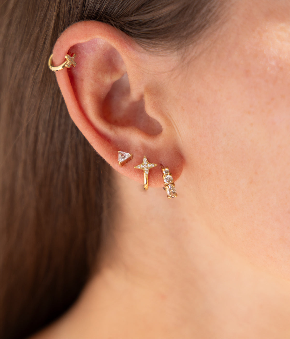 Boucles d'oreilles Auren (Acier doré)