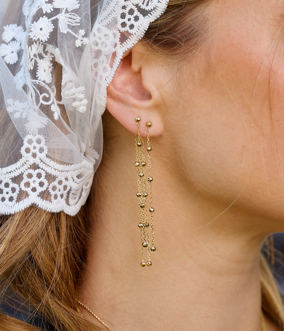 Boucles d'oreilles Lysenne (Acier doré)