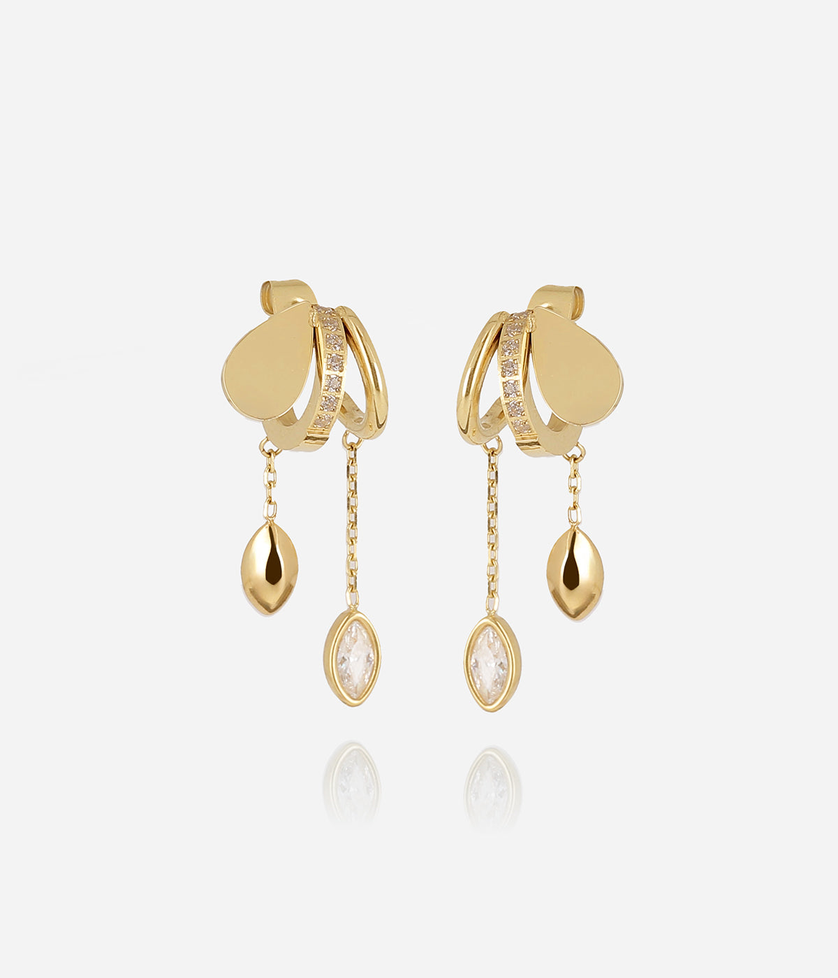 Boucles d'oreilles Dual (Acier doré)