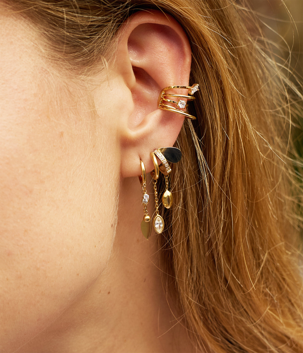 Boucles d'oreilles Dual (Acier doré)