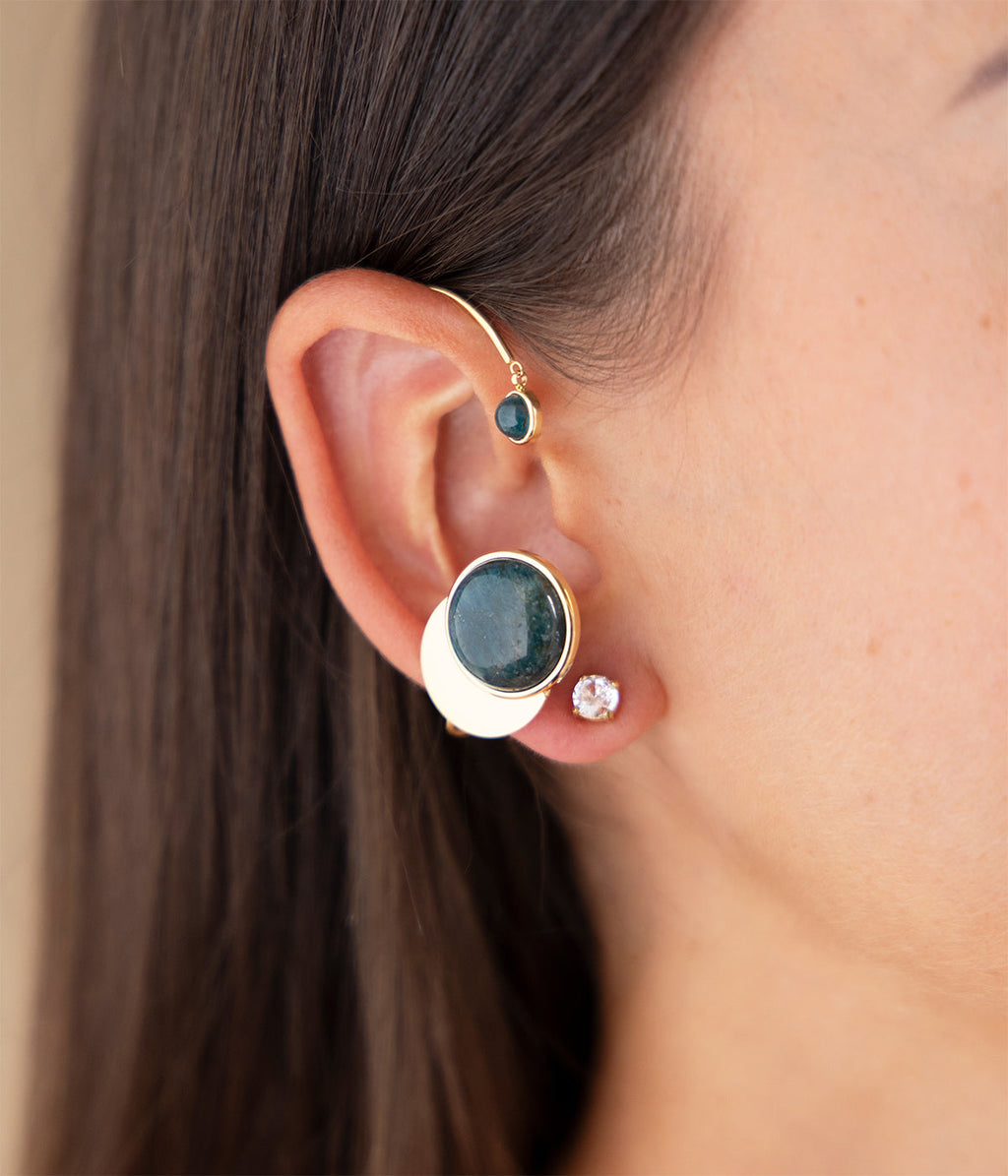 Bijou d'oreille Sélénite (Acier doré)