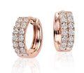Superbes boucles d'oreilles créoles à deux rangées en or 18 carats, ornées de diamants ronds taille brillant de 0,82 carat