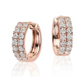 Superbes boucles d'oreilles créoles à deux rangées en or 18 carats, ornées de diamants ronds taille brillant de 0,82 car
