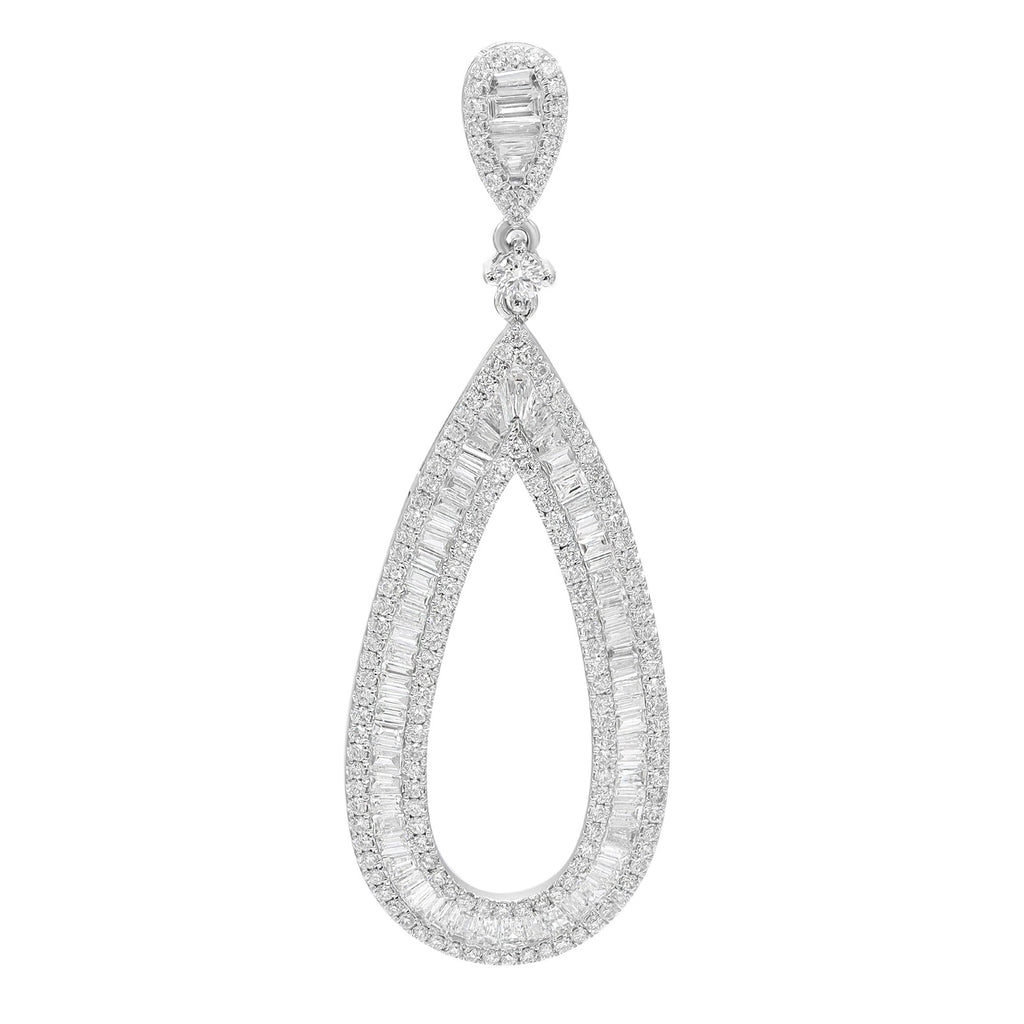 Boucles d'oreilles imposantes « Bagutte » et diamants taille ronde, en or blanc 18 carats, 3,31 carats au total