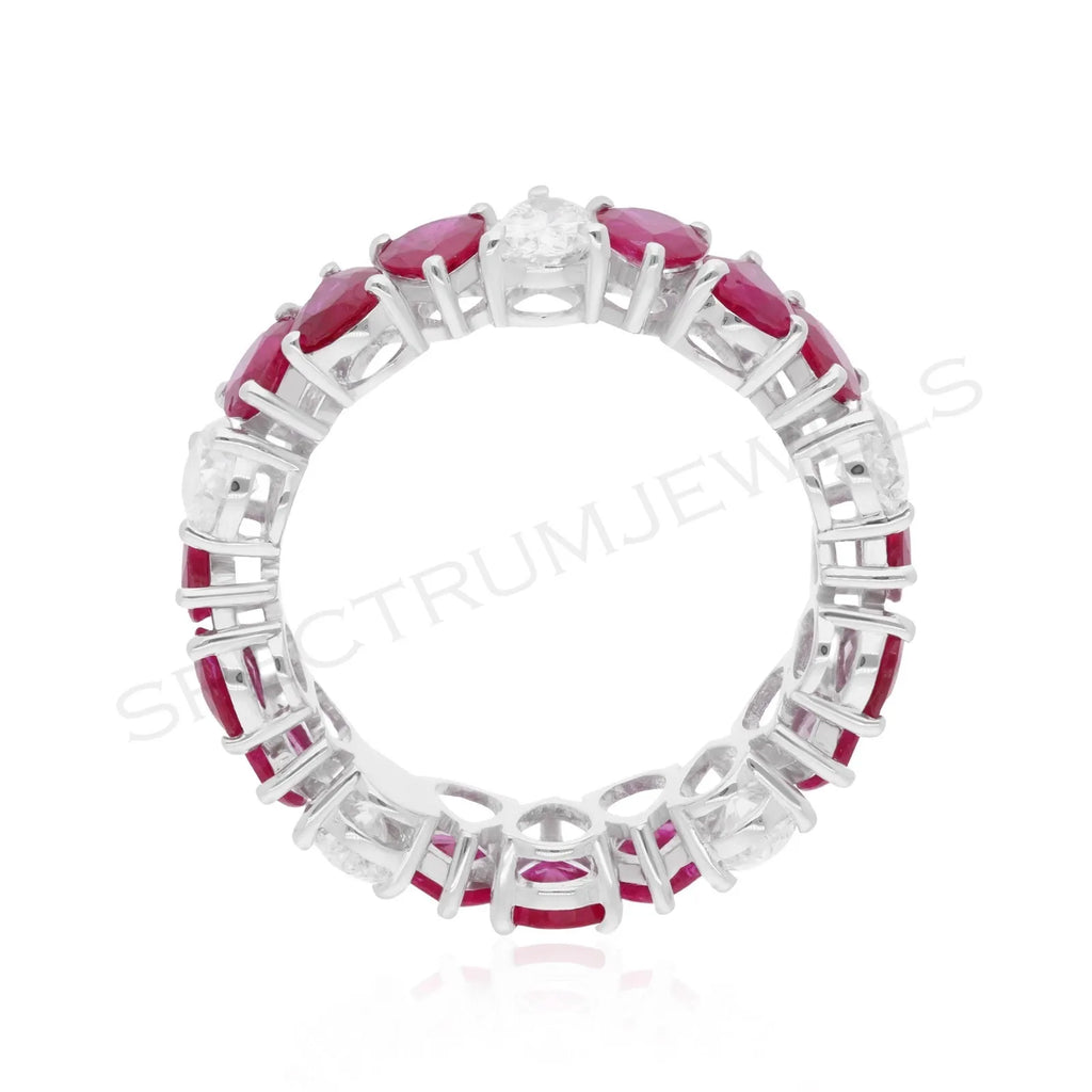 5.98Ct Véritable Rubis & Diamant Alliance Bague Mariage Fiançailles Gift pour