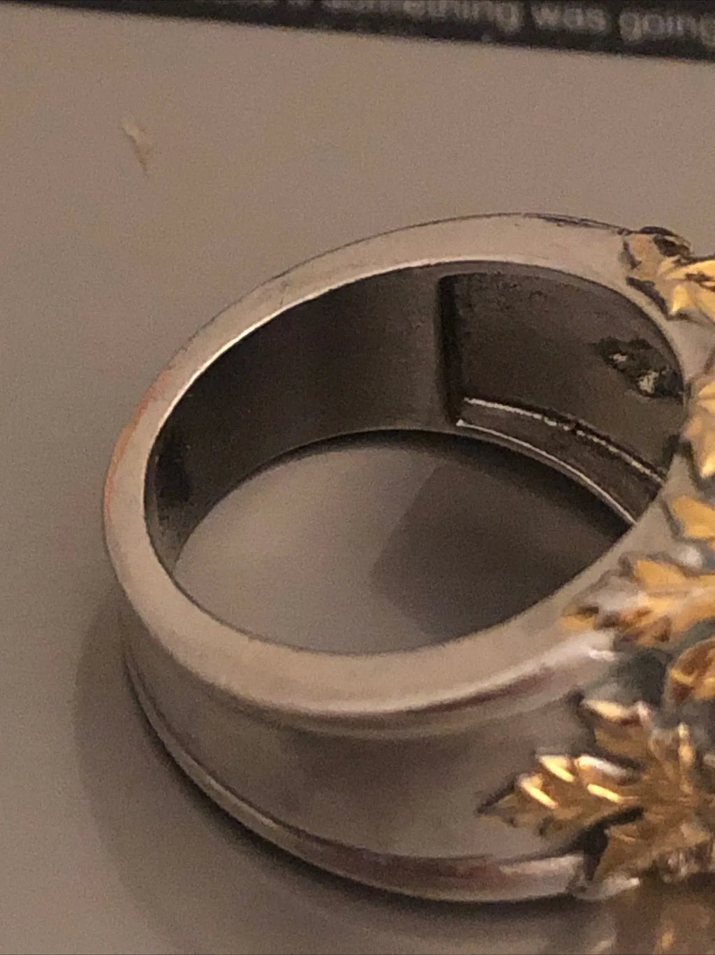 Bague Ancienne Saphir Argent Et Pétale D'Or