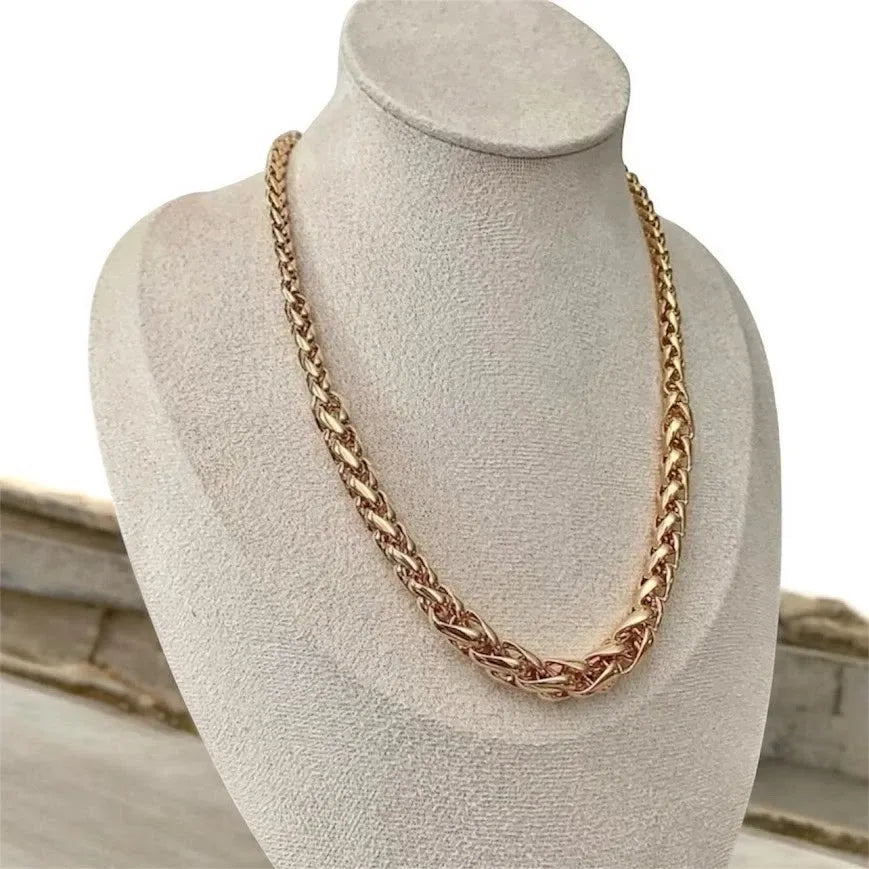Collier maille palmier en chute 45cm en plaqué or 18 Carats 750/000
