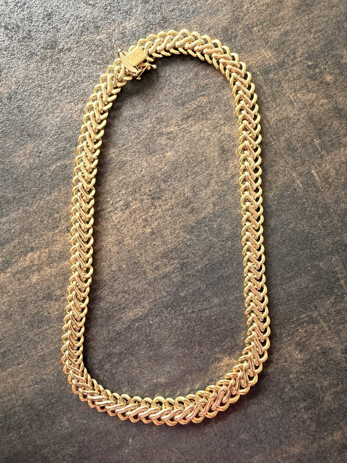 Collier GAREL Paris Or 18 Carats 750 Maille Tressée Bicolore Vintage 34,9 g