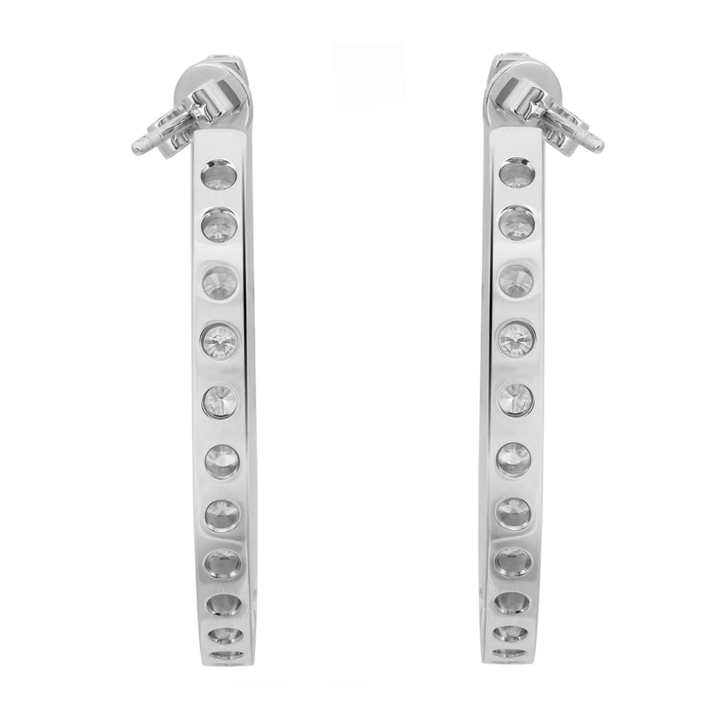 Boucles d'oreilles créoles avec diamants taille ronde « Inside Out », en or blanc 18 carats, 4,76 carats au total, 1,5 pouces