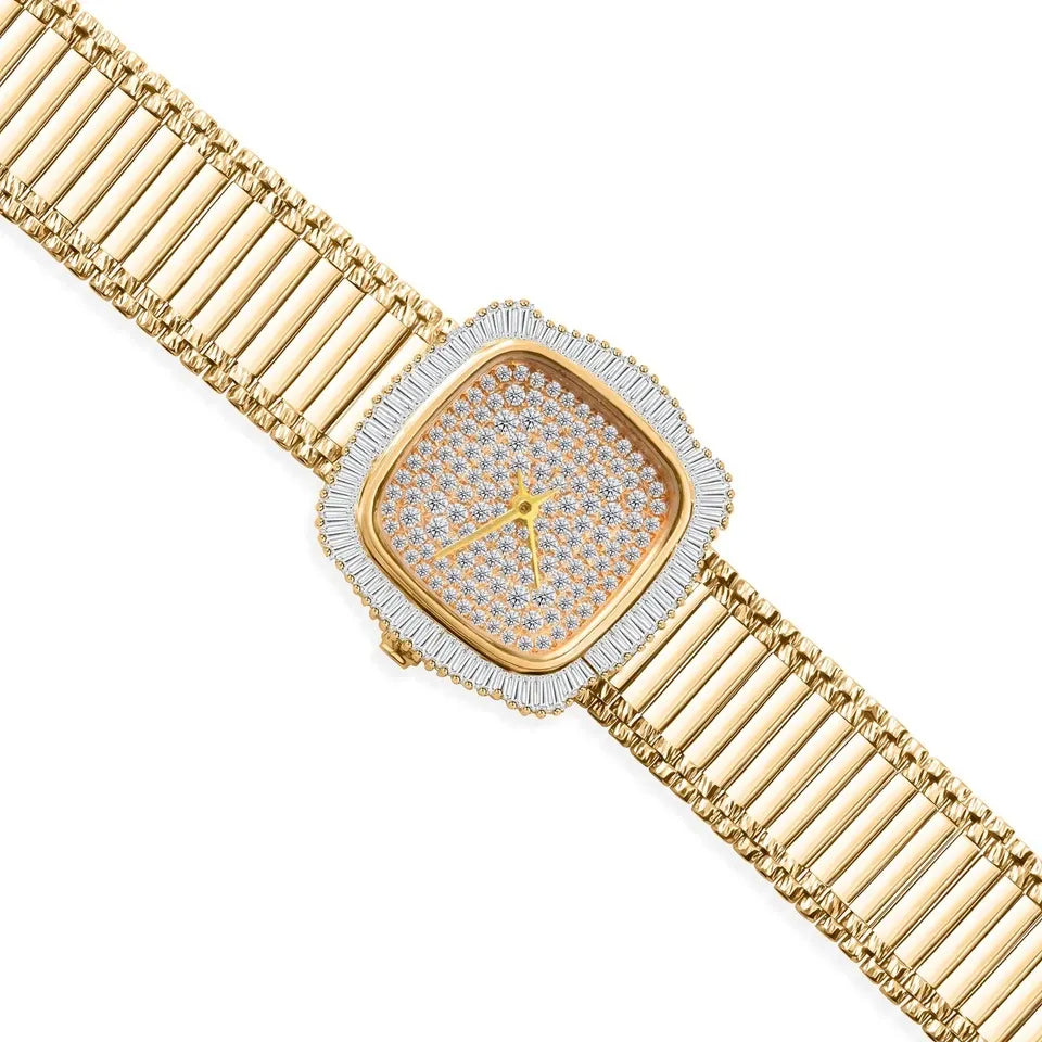 2,93 ct naturel SI/H diamant montre-bracelet femmes bracelet de luxe or jaune 18 carats-