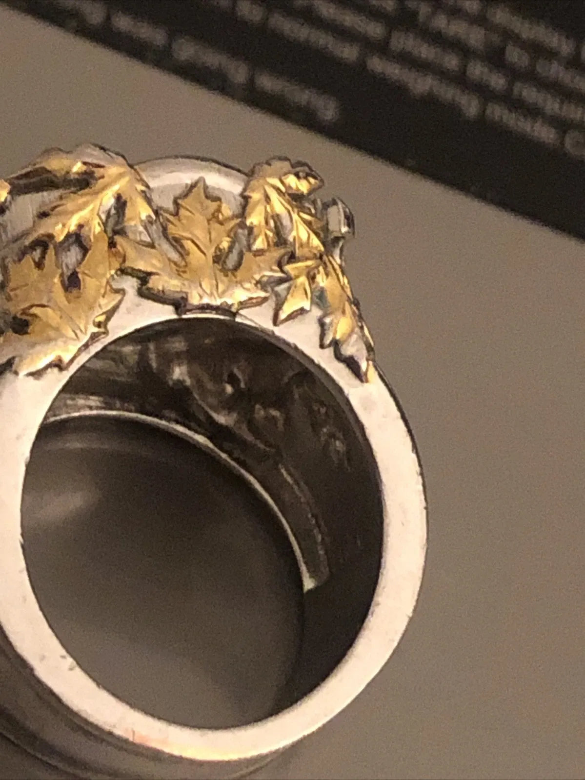 Bague Ancienne Saphir Argent Et Pétale D'Or