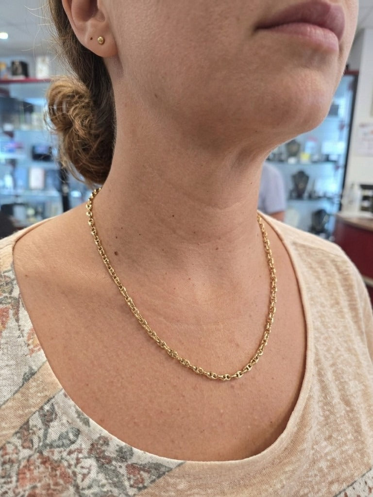 Chaine grains de café or jaune 750/1000 ( 18 carats )