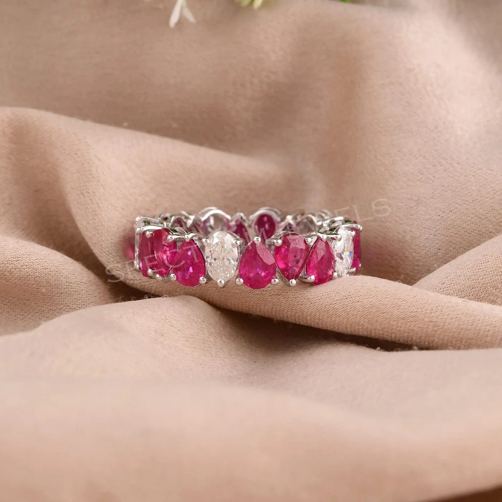5.98Ct Véritable Rubis & Diamant Alliance Bague Mariage Fiançailles Gift pour
