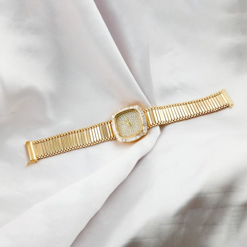 2,93 ct naturel SI/H diamant montre-bracelet femmes bracelet de luxe or jaune 18 carats-