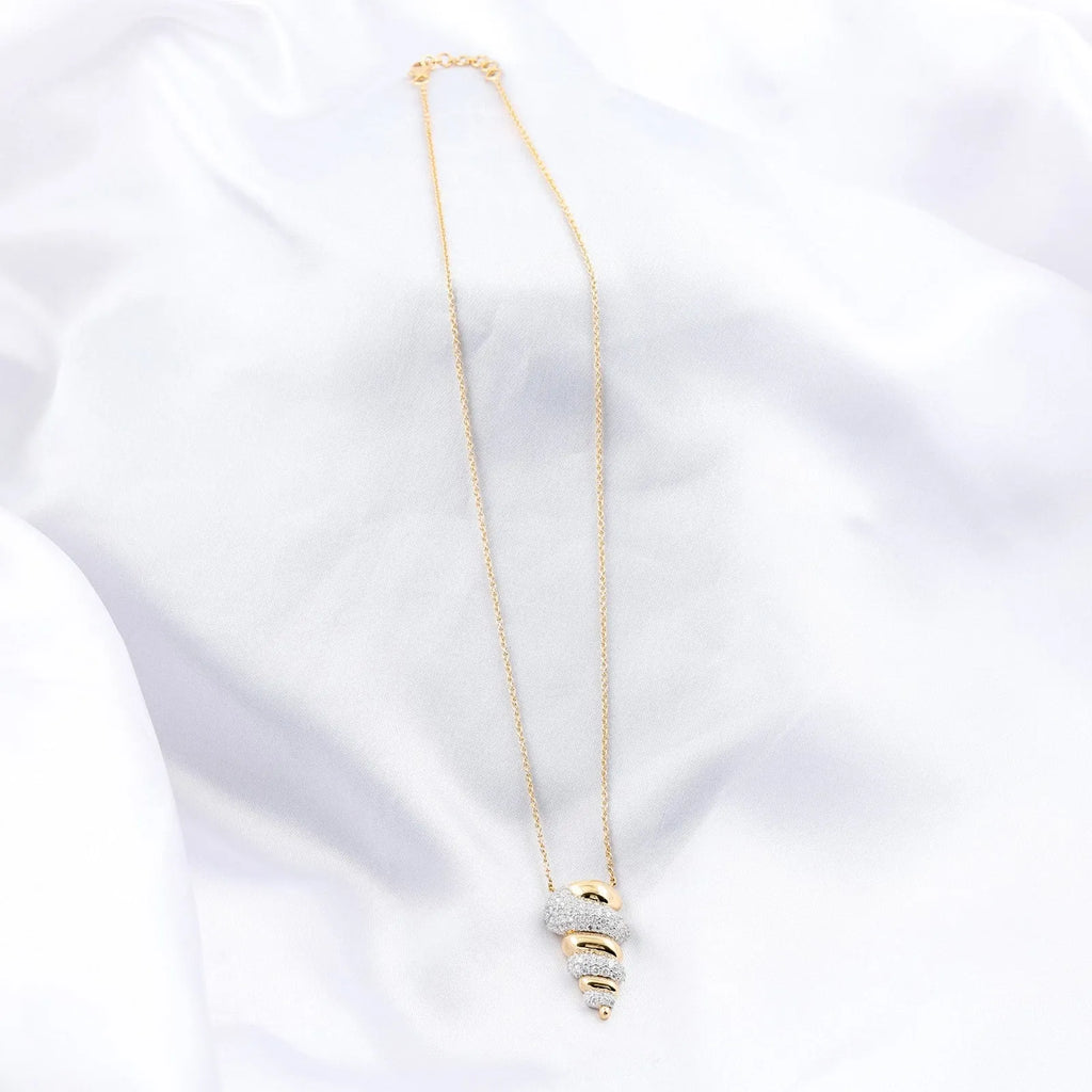 Collier En Or Jaune Massif 18 Carats Avec Pendentif En Diamant SI/H De 1,55 Ct.