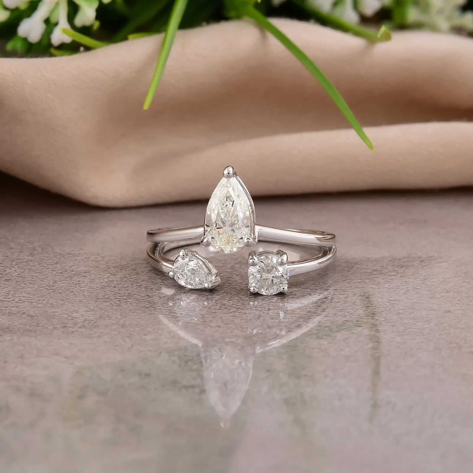 Bague En Diamant Rond De 1,16 Ct Naturel SI/H En Or Blanc 18k Cadeau