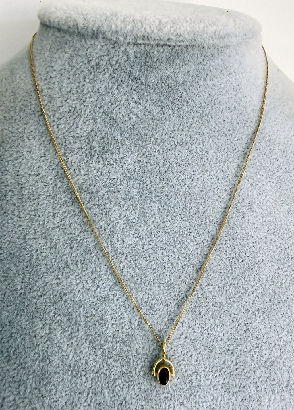 Collier en or massif 18 carats avec pierre bordeaux - 40 cm