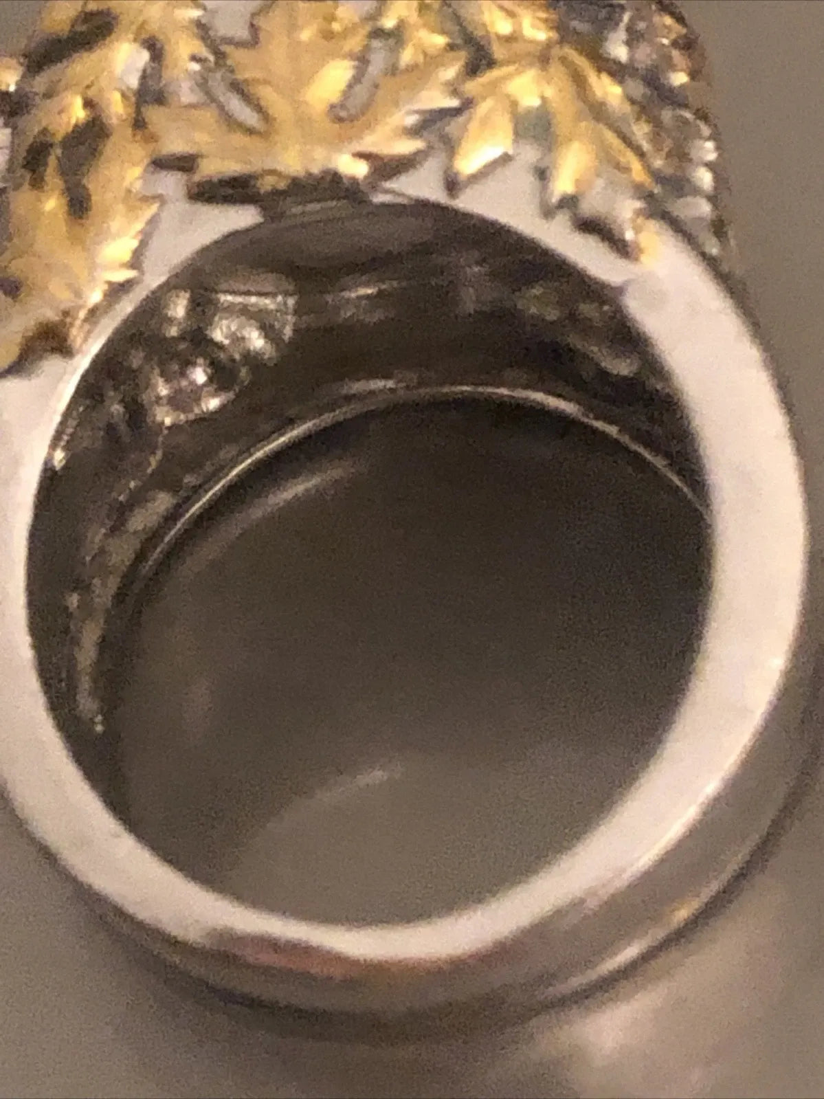 Bague Ancienne Saphir Argent Et Pétale D'Or