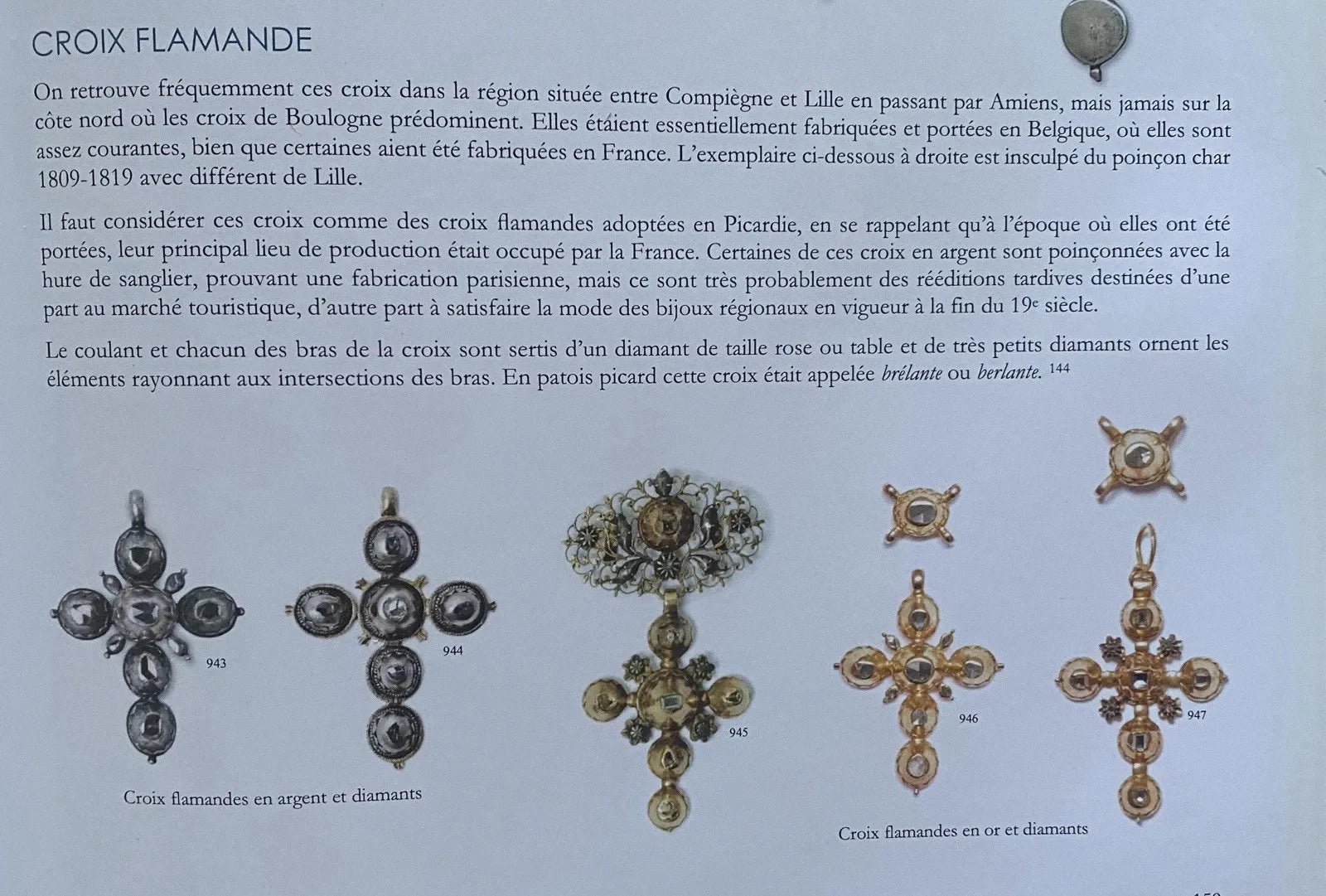 Bijou Début XIX. Croix Papillon Ou Croix Flamande montée En Broche. Argent, Or
