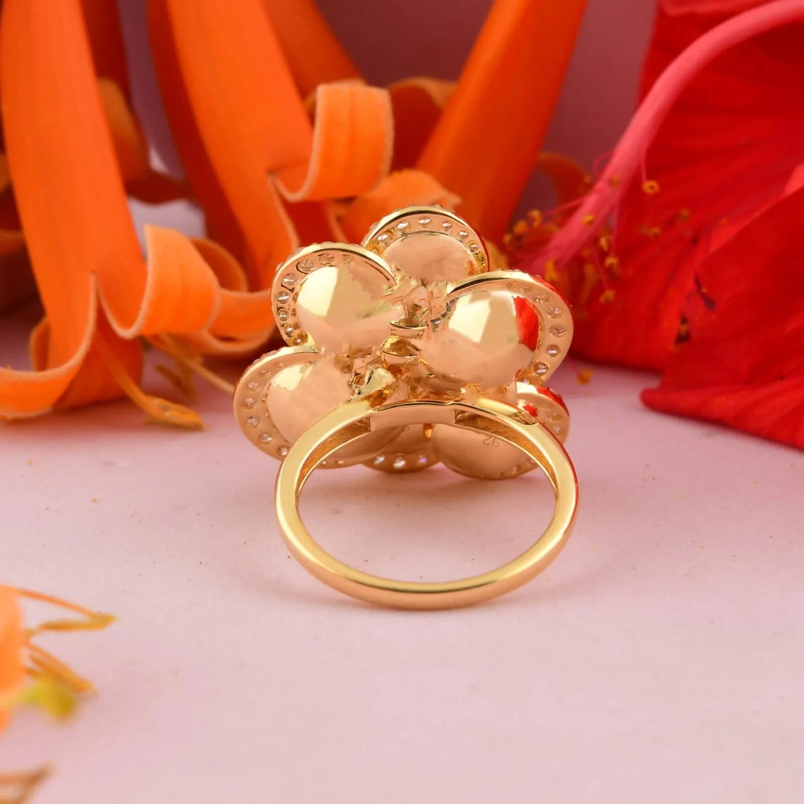 Bague Cocktail En Diamant Naturel Rond SI/H De 1,19 Ct En Or Jaune Massif 14k
