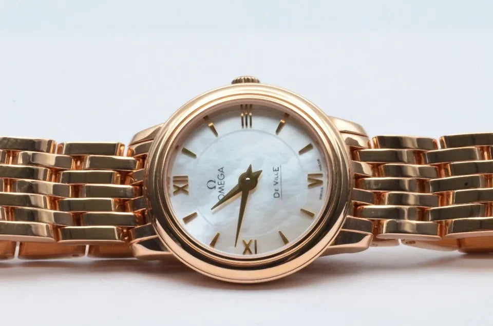 OMEGA DE VILLE PRESTIGE QUARTZ FEMME VINTAGE RARE 27MM 18K OR 424.50.27