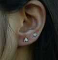 Trois Diamant Oreille Clou 14k or Massif Délicat Corps Piercing Bijoux