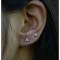 Trois Diamant Oreille Clou 14k or Massif Délicat Corps Piercing Bijoux