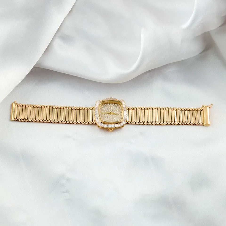 2,93 ct naturel SI/H diamant montre-bracelet femmes bracelet de luxe or jaune 18 carats-