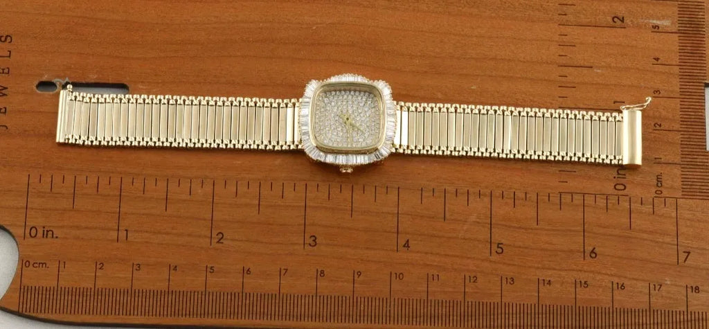 2,93 ct naturel SI/H diamant montre-bracelet femmes bracelet de luxe or jaune 18 carats-
