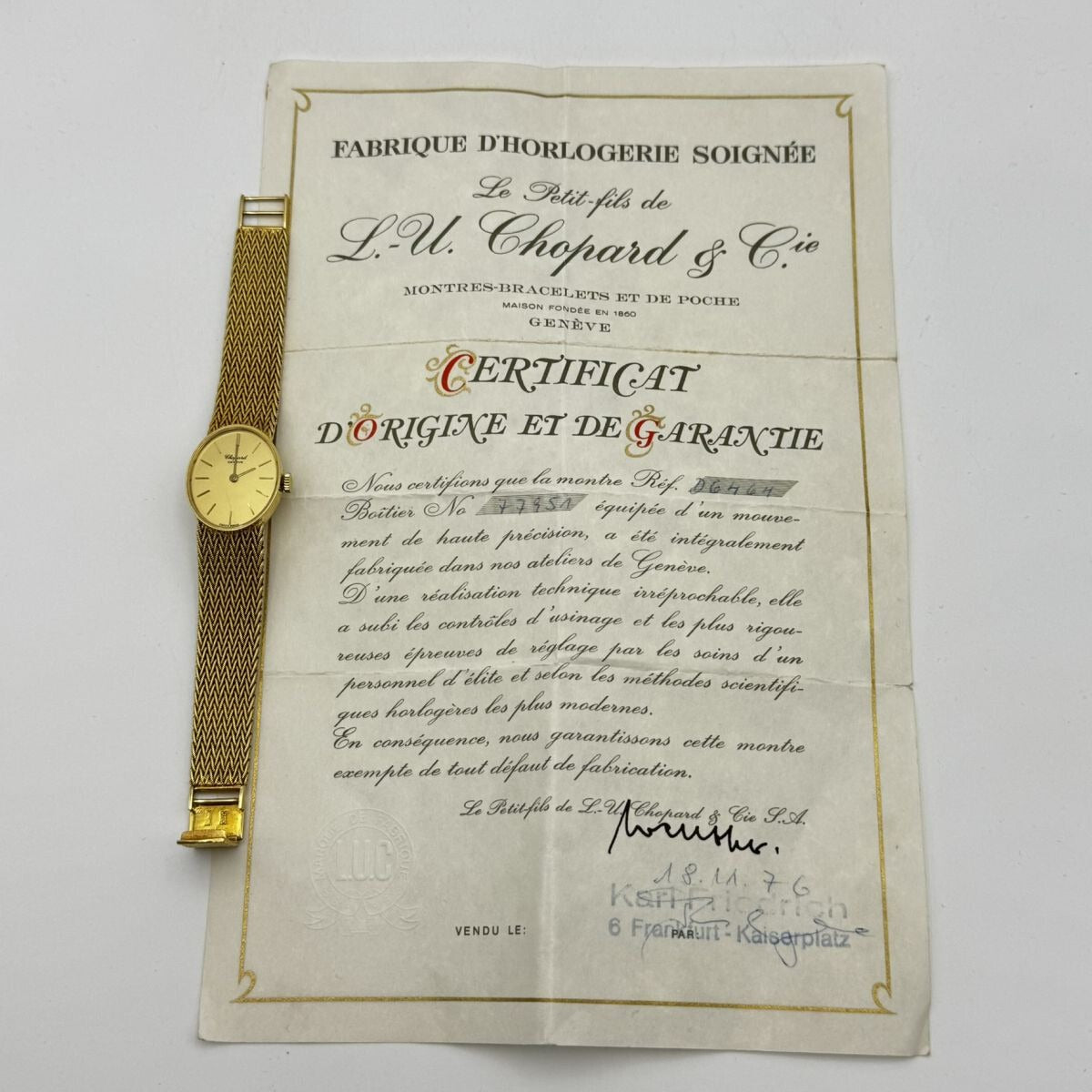 Chopard Femme Montre 5042 22MM à Remonter Manuellement Vintage 18K 750 Or Env.