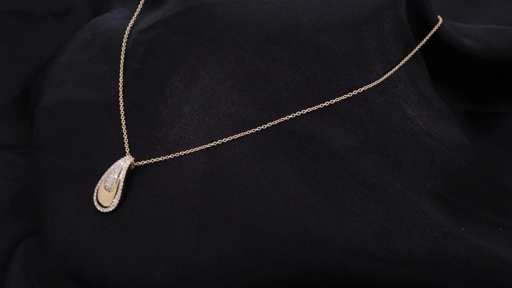 Pendentif Chaîne En Or Jaune Massif 18 Carats Avec Diamant Naturel SI/H 0,48 Ct