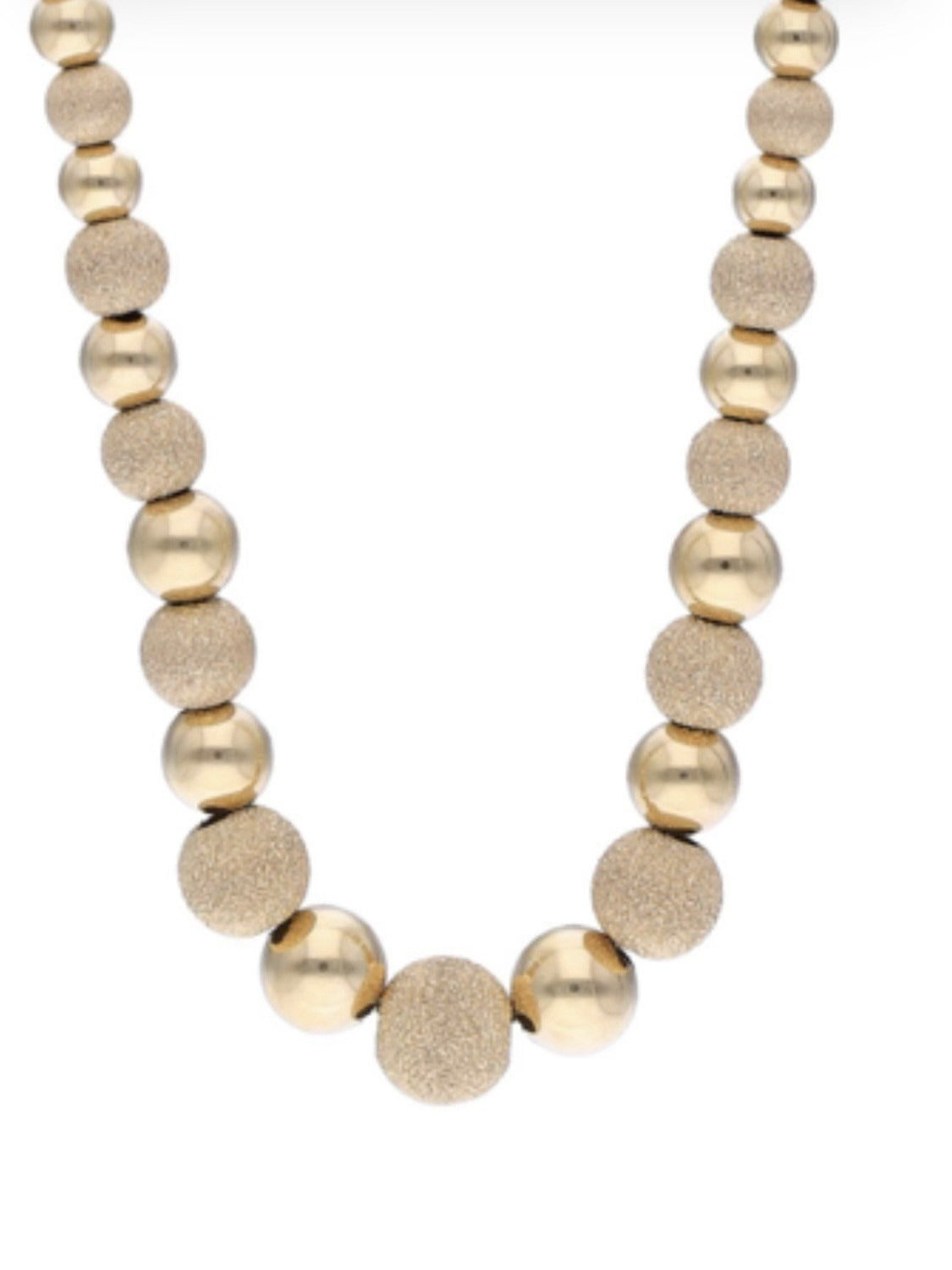 COLLIER VINTAGE EN OR JAUNE 18 CARATS (750) – PERLES SATINÉES ET BRILLANTES – 45 CM – 13 GRAMMES