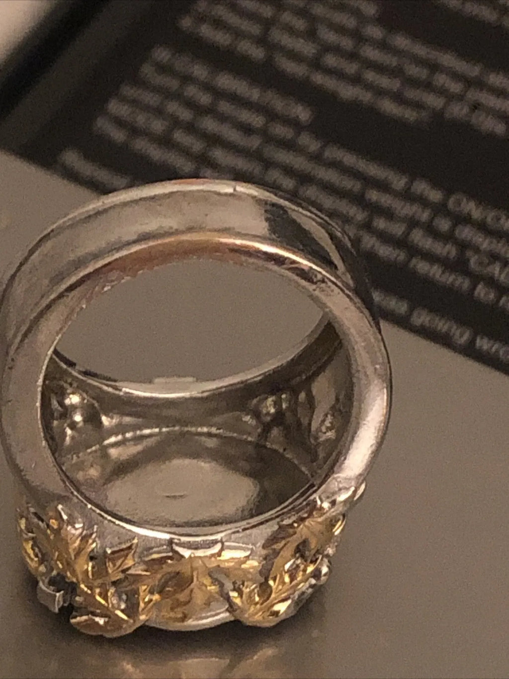 Bague Ancienne Saphir Argent Et Pétale D'Or