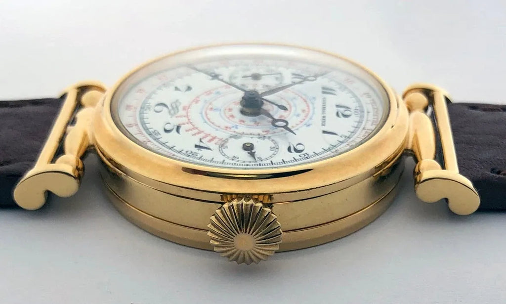 Rare ANCIENNE Montre-Bracelet Suisse Mariage Mécanique UNIVERSEL Chronographe Doré-