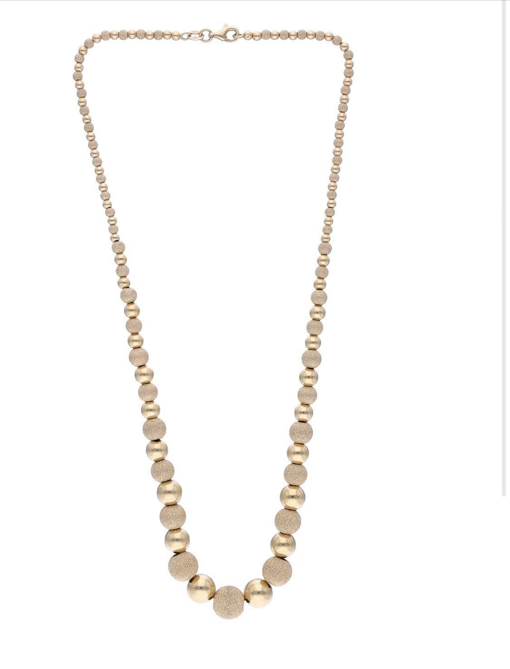 COLLIER VINTAGE EN OR JAUNE 18 CARATS (750) – PERLES SATINÉES ET BRILLANTES – 45 CM – 13 GRAMMES