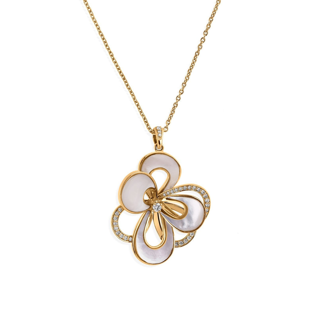 Pendentif Chaîne En Diamant SI/H De 5,51 CT En Nacre, Neuf En Or Jaune 18k
