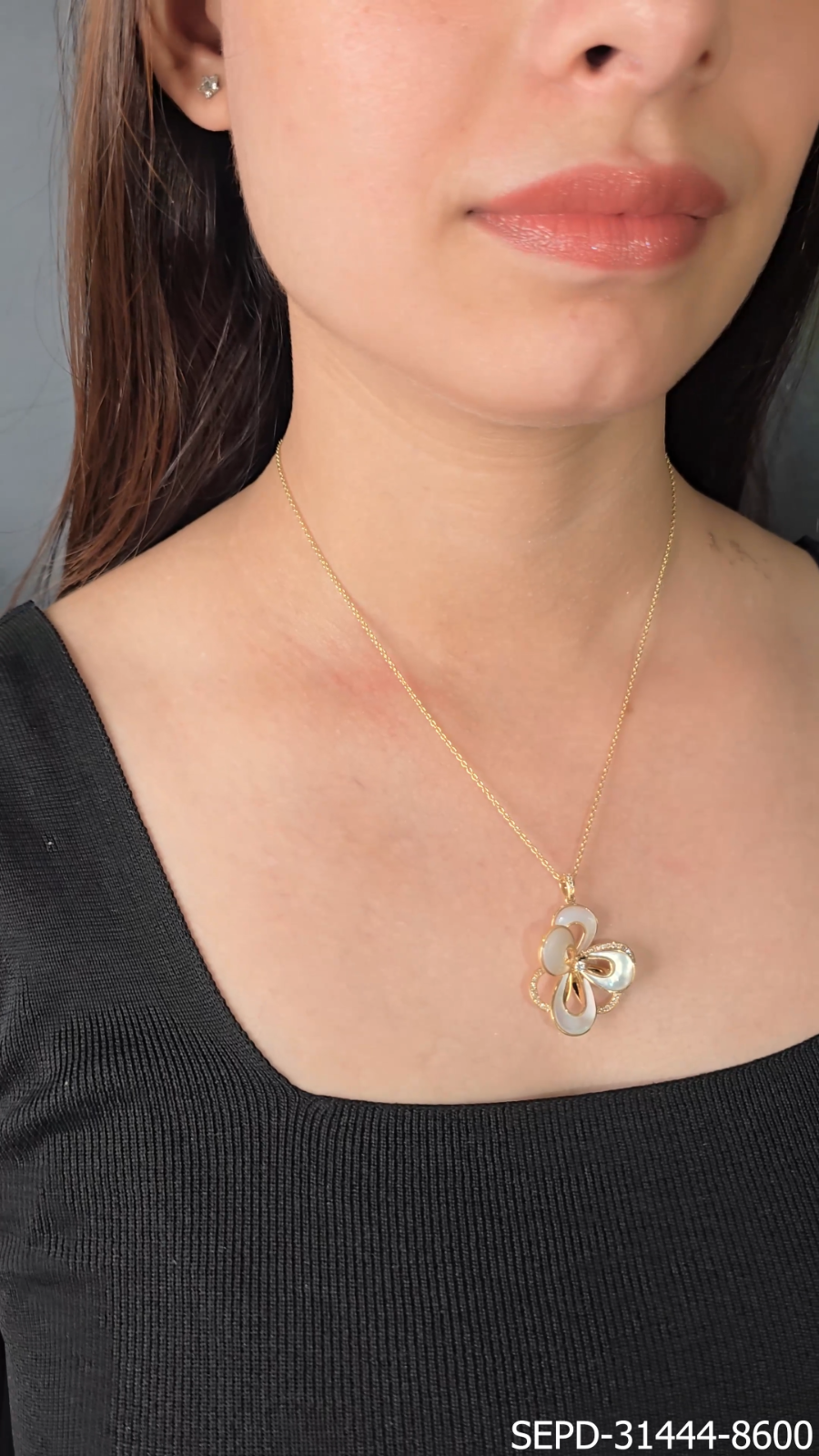 Pendentif Chaîne En Diamant SI/H De 5,51 CT En Nacre, Neuf En Or Jaune 18k