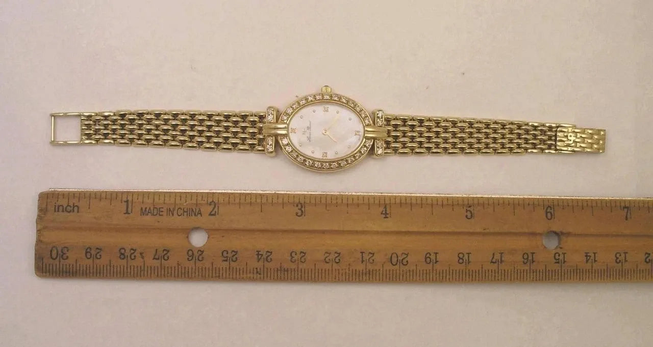 Ultra Rare Montre Femme Lucien Piccard Nacre Or 14 K Diamant avec Boîte+