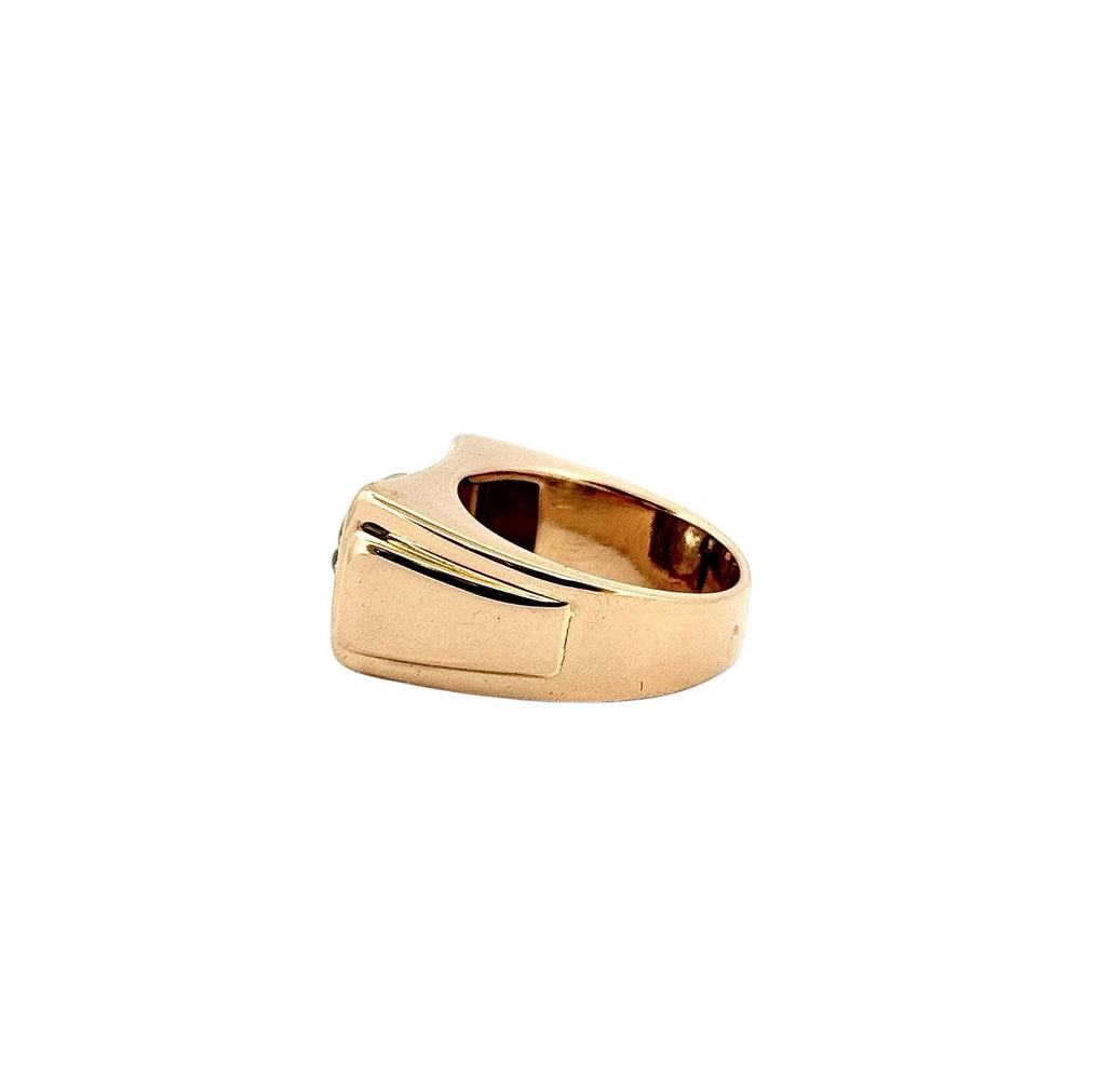 Bague Tank ancienne en or rose et blanc 18 carats et diamants T 52