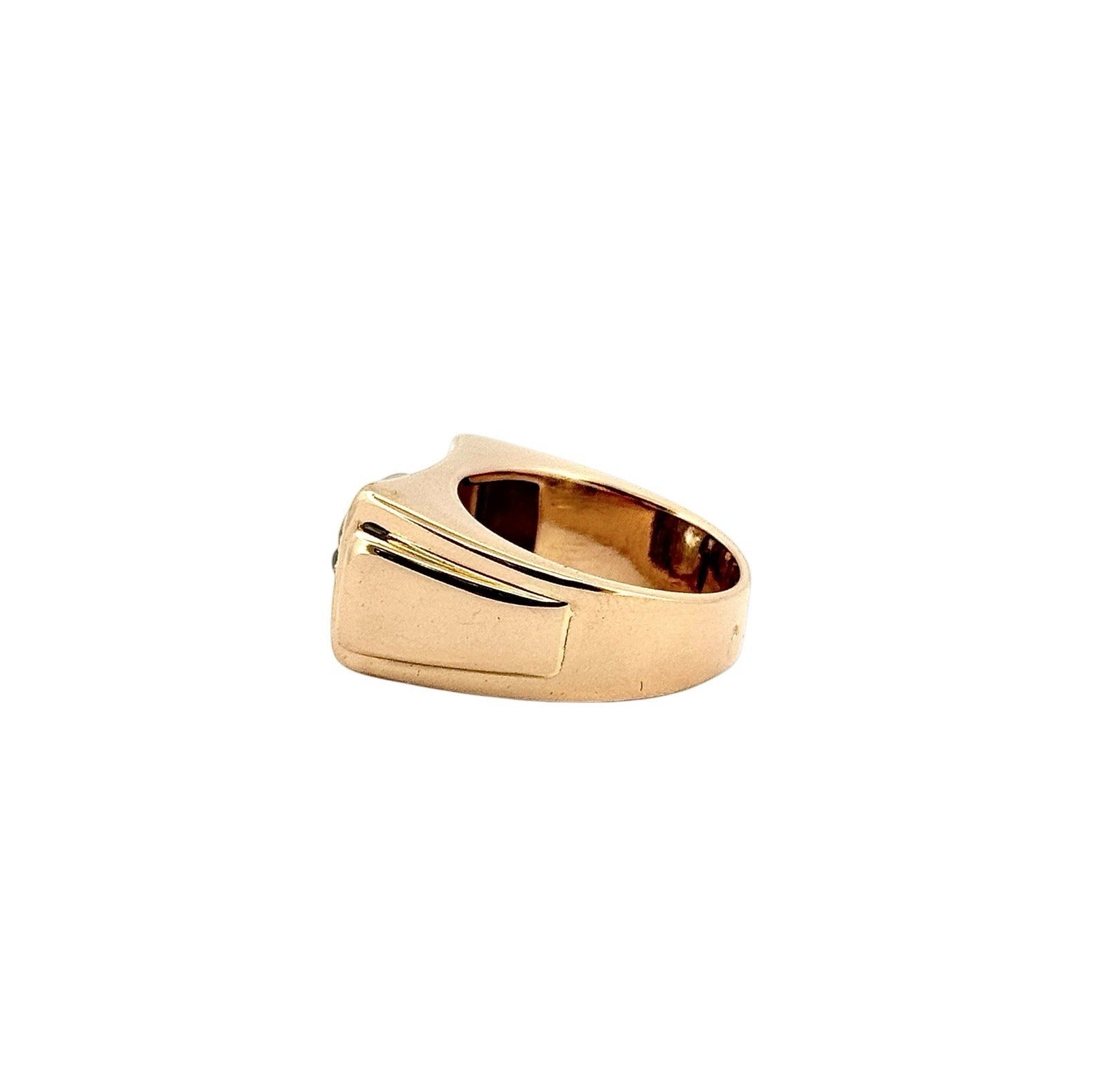 Bague Tank ancienne en or rose et blanc 18 carats et diamants T 52