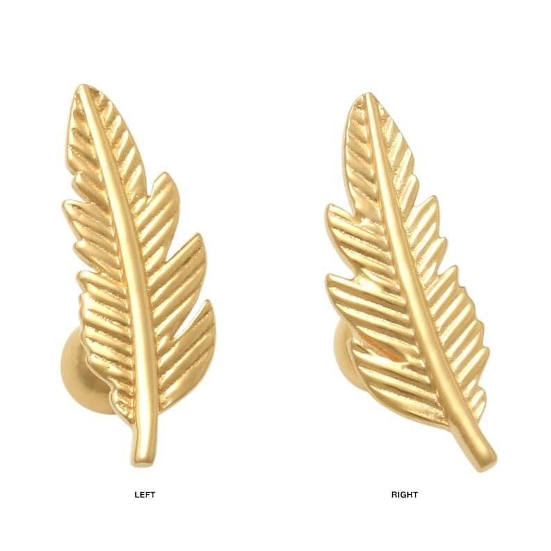 14K or Massif Feuille Forme Nez/Oreille Piercings Été Bijoux Pour Femme