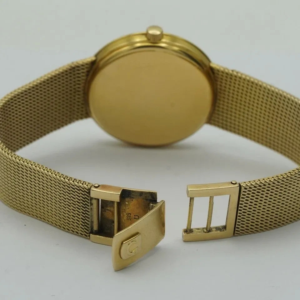 OMEGA Geneve Remontage Manuel Montre Hommes 35MM 14K 585 or Jaune OM388 66 Gr