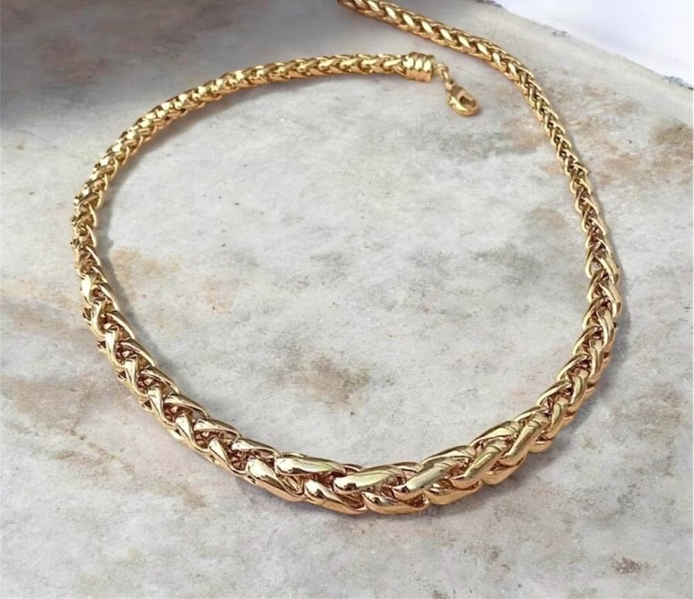 Collier maille palmier en chute 45cm en plaqué or 18 Carats 750/000
