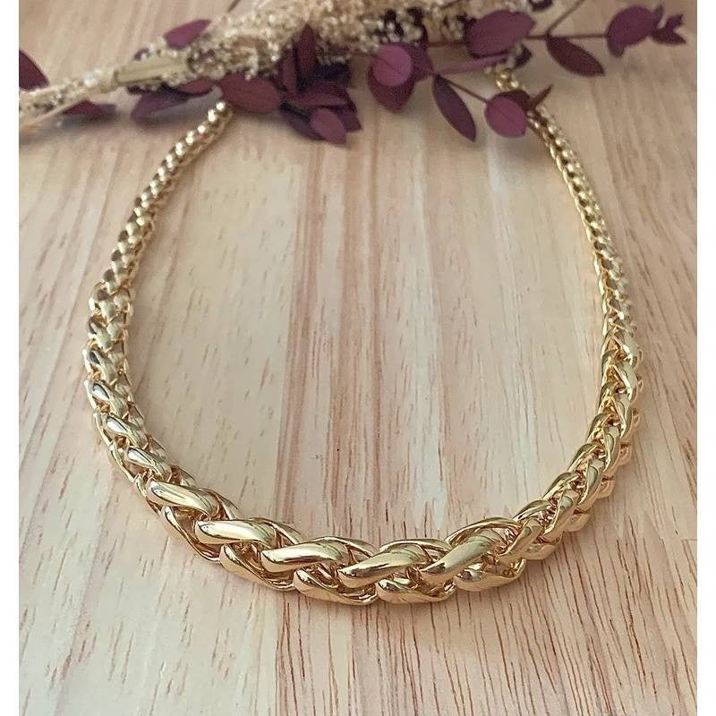 Collier maille palmier en chute 45cm en plaqué or 18 Carats 750/000