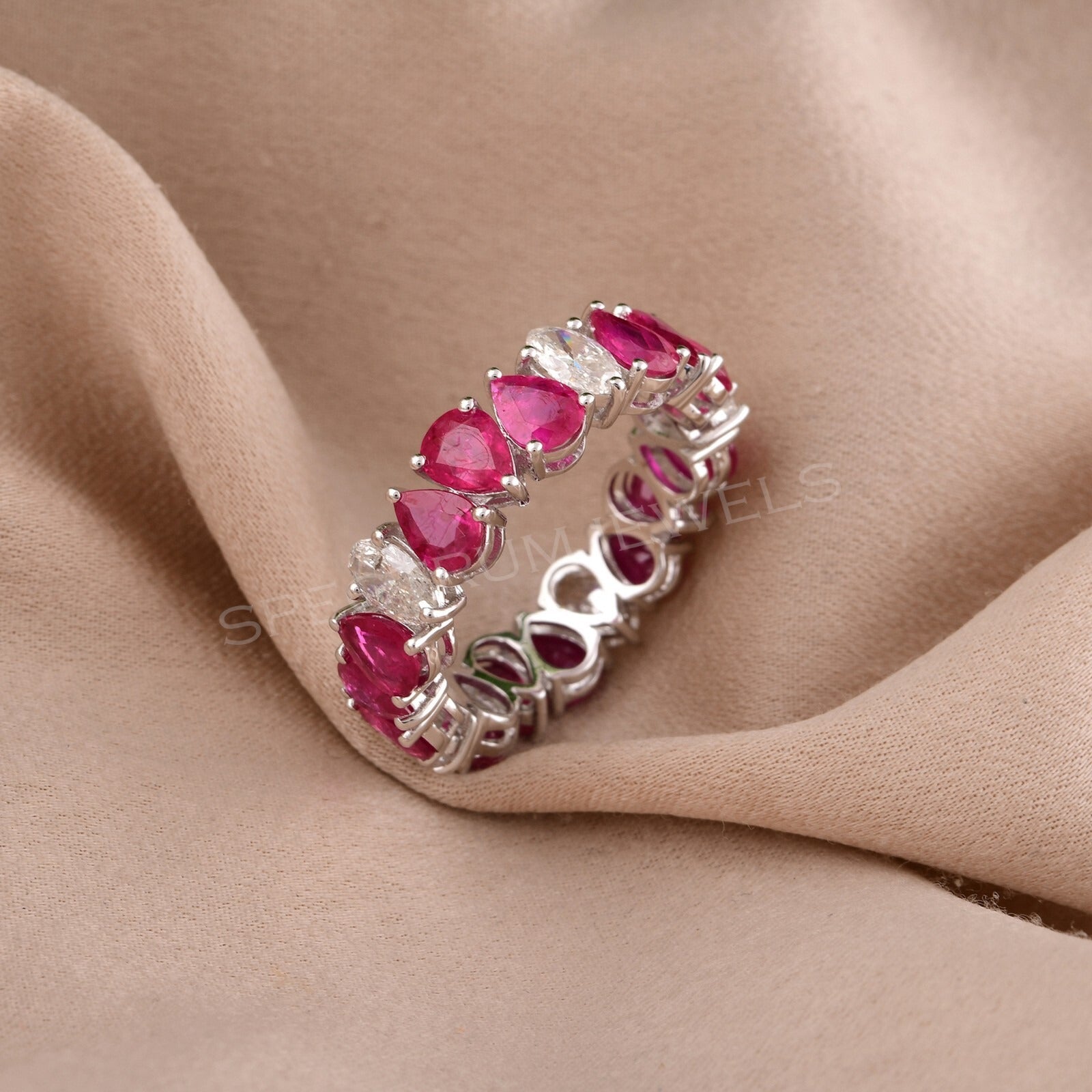 5.98Ct Véritable Rubis & Diamant Alliance Bague Mariage Fiançailles Gift pour